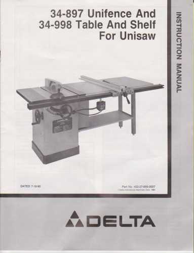 delta unisaw manuals